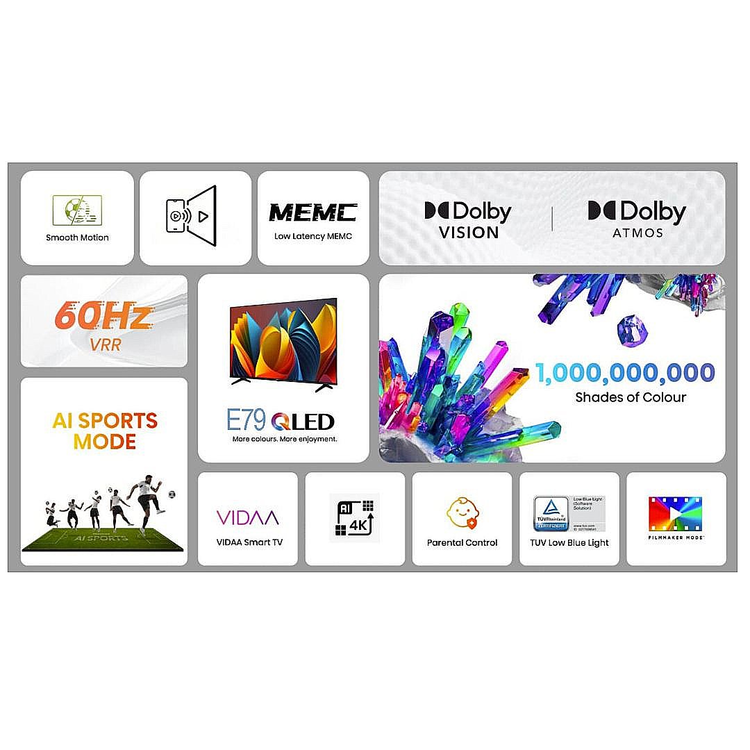 טלוויזיה חכמה 100 אינץ' Hisense 100E79NQ QLED 4K UHD יבואן רשמי – תמונה 6