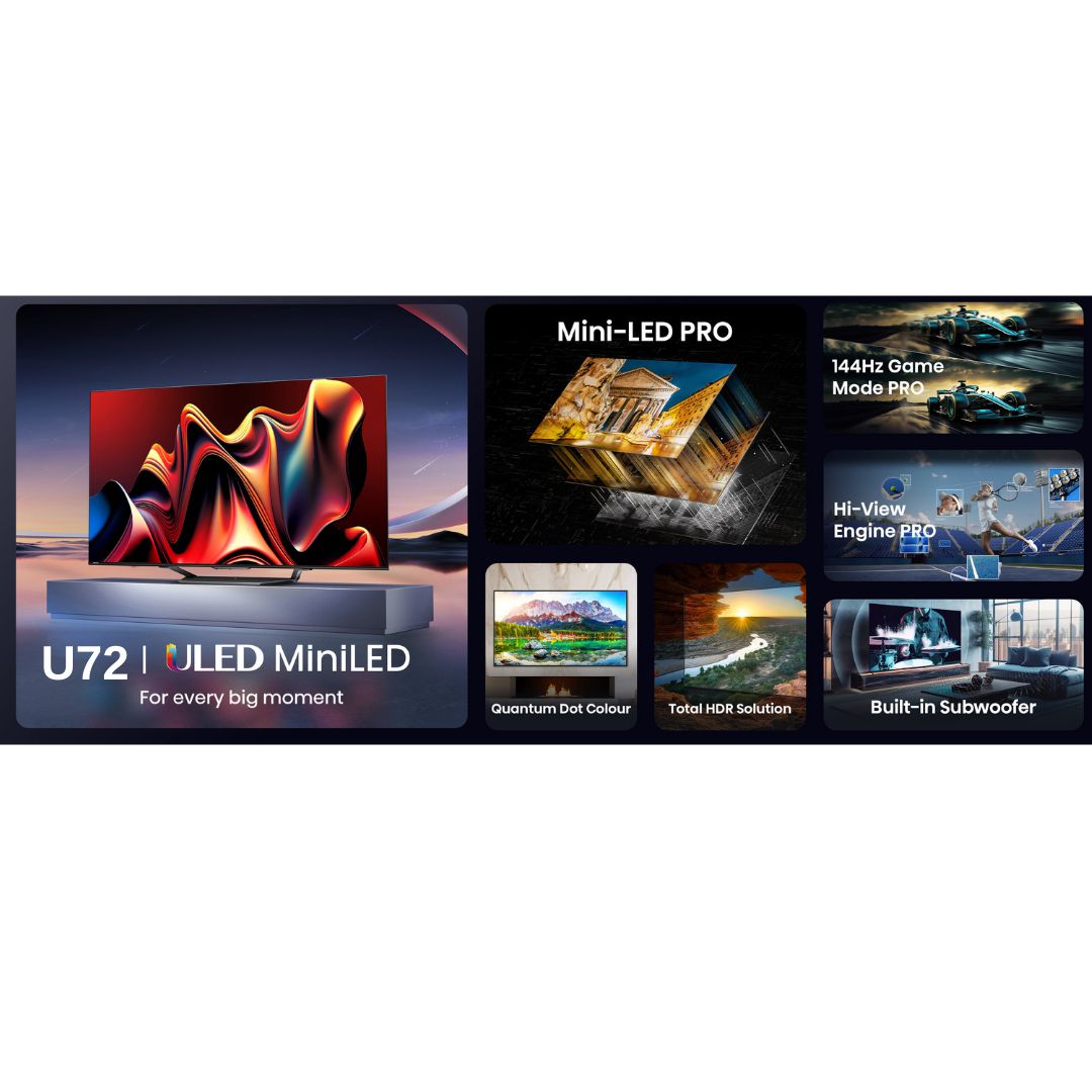טלוויזיה חכמה 85 אינץ׳ Hisense 85U72NQ – Mini-LED 4K עם 144Hz ו-Dolby Vision IQ | יבואן רשמי – תמונה 7