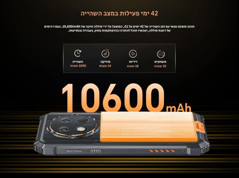 סמארטפון משוריין Oukitel G1 IP69K - יבואן רשמי – תמונה 4