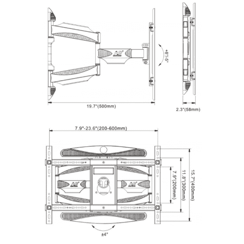זרוע דו מפרקית פרימיום NB P9 North Bayou למסכי ענק 45"-85" - מקורי | משלוח מהיר
