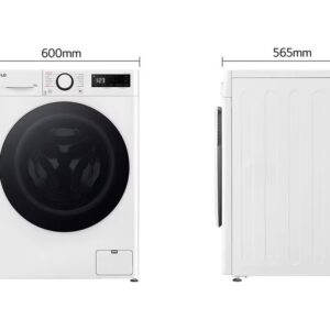 LG WF10114WBW מכונת כביסה פתח חזית 10 ק"ג בצבע לבן עם דלת שחורה יבואן רשמי