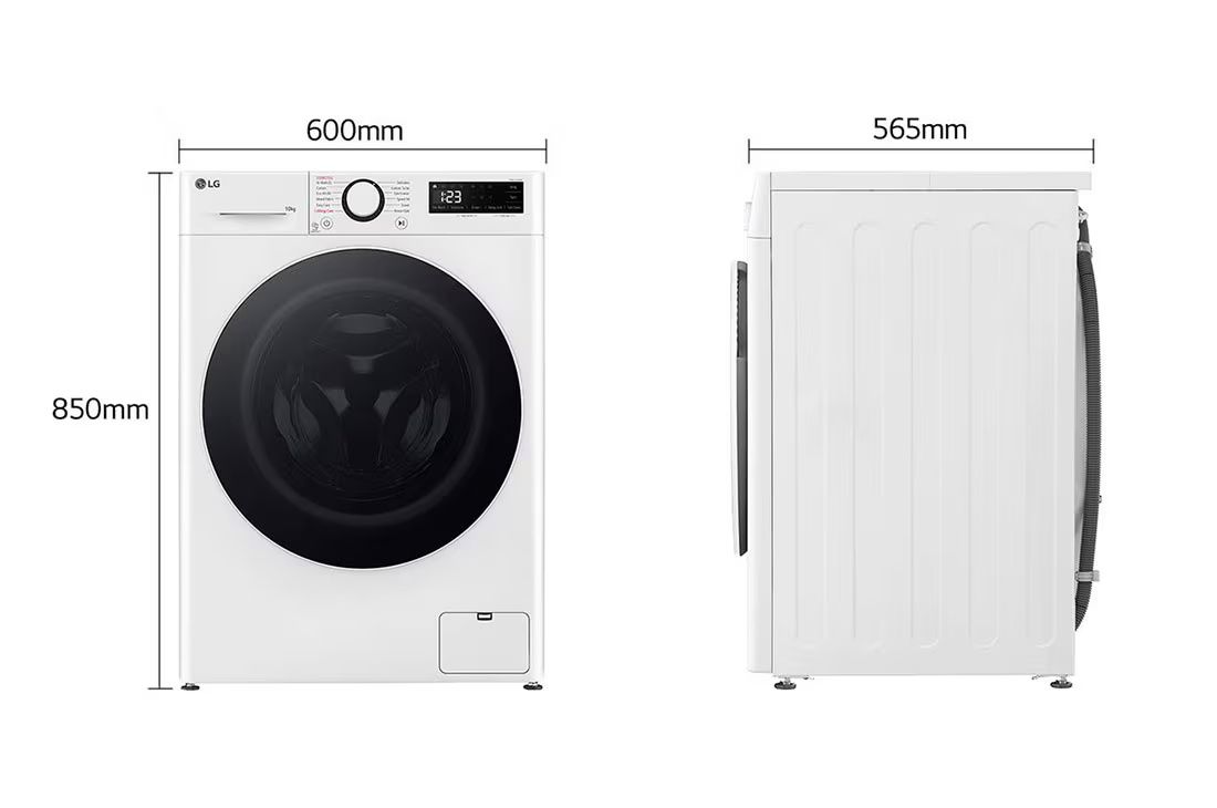 LG WF10114WBW מכונת כביסה פתח חזית 10 ק"ג בצבע לבן עם דלת שחורה יבואן רשמי
