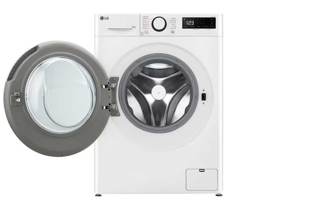 LG WF10114WBW מכונת כביסה פתח חזית 10 ק"ג בצבע לבן עם דלת שחורה יבואן רשמי – תמונה 3