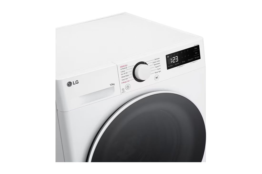 LG WF10114WBW מכונת כביסה פתח חזית 10 ק"ג בצבע לבן עם דלת שחורה יבואן רשמי – תמונה 4