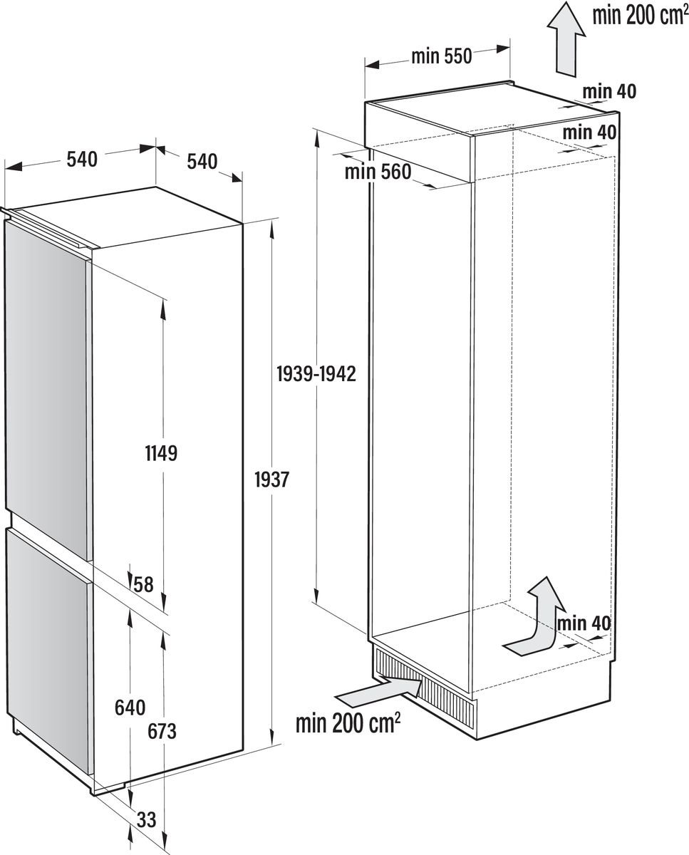 מקרר אינטגרלי מקפיא תחתון ה 280 ליטר דגם Gorenje NRKI419EP1 – תמונה 6