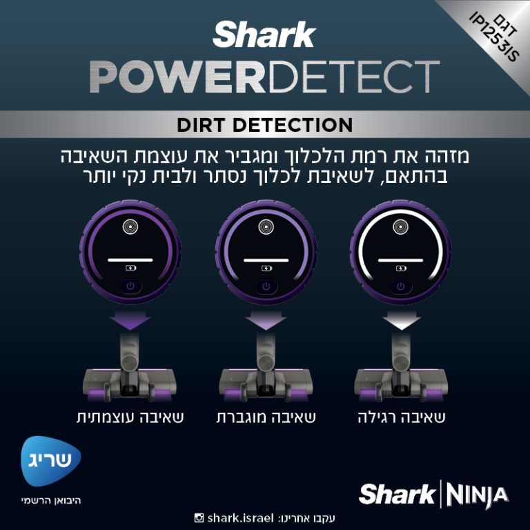 שואב אבק אלחוטי Shark Power Detect שארק IP1253 יבואן רשמי | משלוח מהיר – תמונה 5