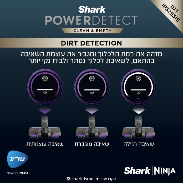 שואב אבק אלחוטי עם מערכת ריקון וטעינה אוטומטית Shark Power Detect שארק IP3253 | יבואן רשמי-משלוח מהיר – תמונה 8