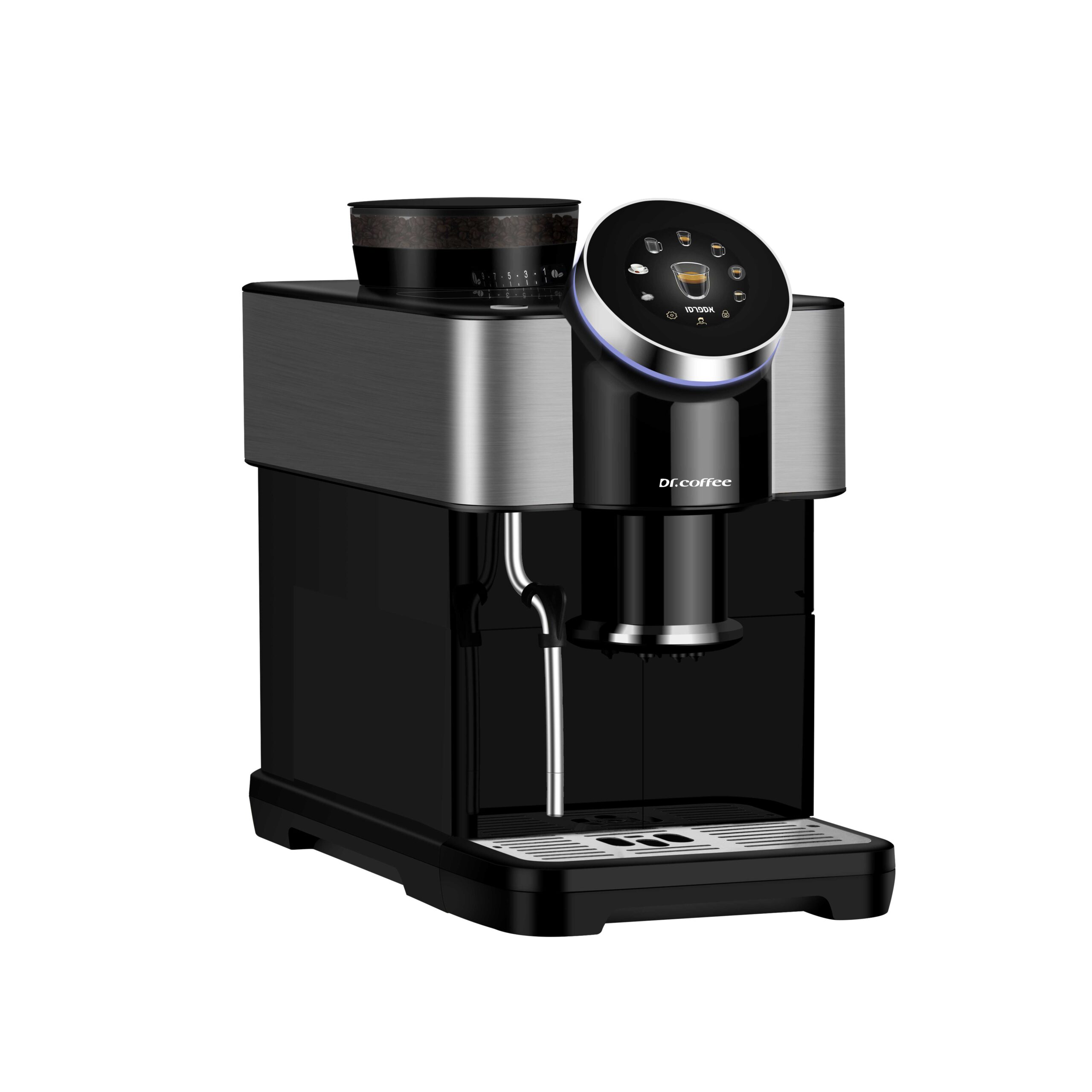 Dr.Coffee H1 – מכונת קפה אוטומטית עם מסך מגע בעברית, הקצפת חלב בלחיצה ולחץ 20Bar | יבואן רשמי-משלוח מהיר – תמונה 4