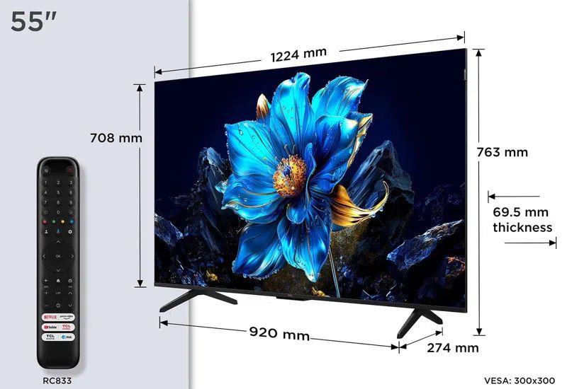 טלוויזיה חכמה 55 אינץ' דגם QLED 4K סדרה TCL 55P7K עם Google TV | יבואן רשמי-משלוח מהיר – תמונה 6