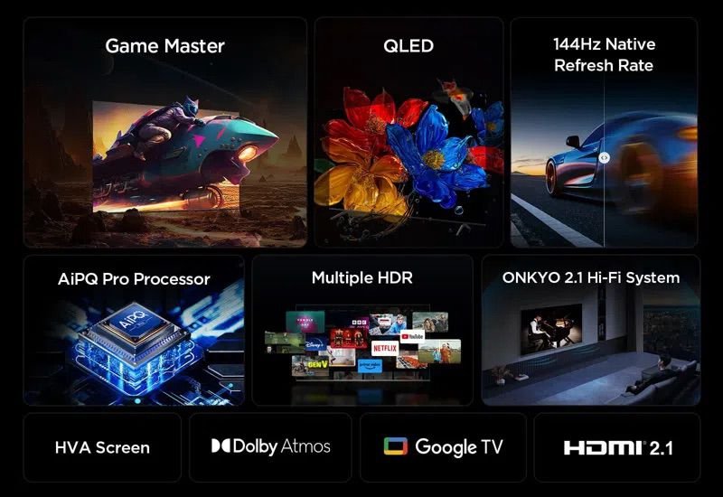 טלוויזיה חכמה 55 אינץ' TCL 55P8K QLED 4K עם Google TV | יבואן רשמי-משלוח מהיר – תמונה 4