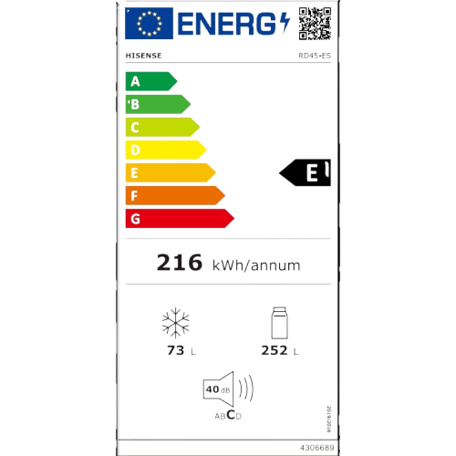 מקרר 2 דלתות Hisense RD45ES מקפיא עליון, 325 ליטר - נירוסטה | יבואן רשמי-משלוח מהיר – תמונה 4