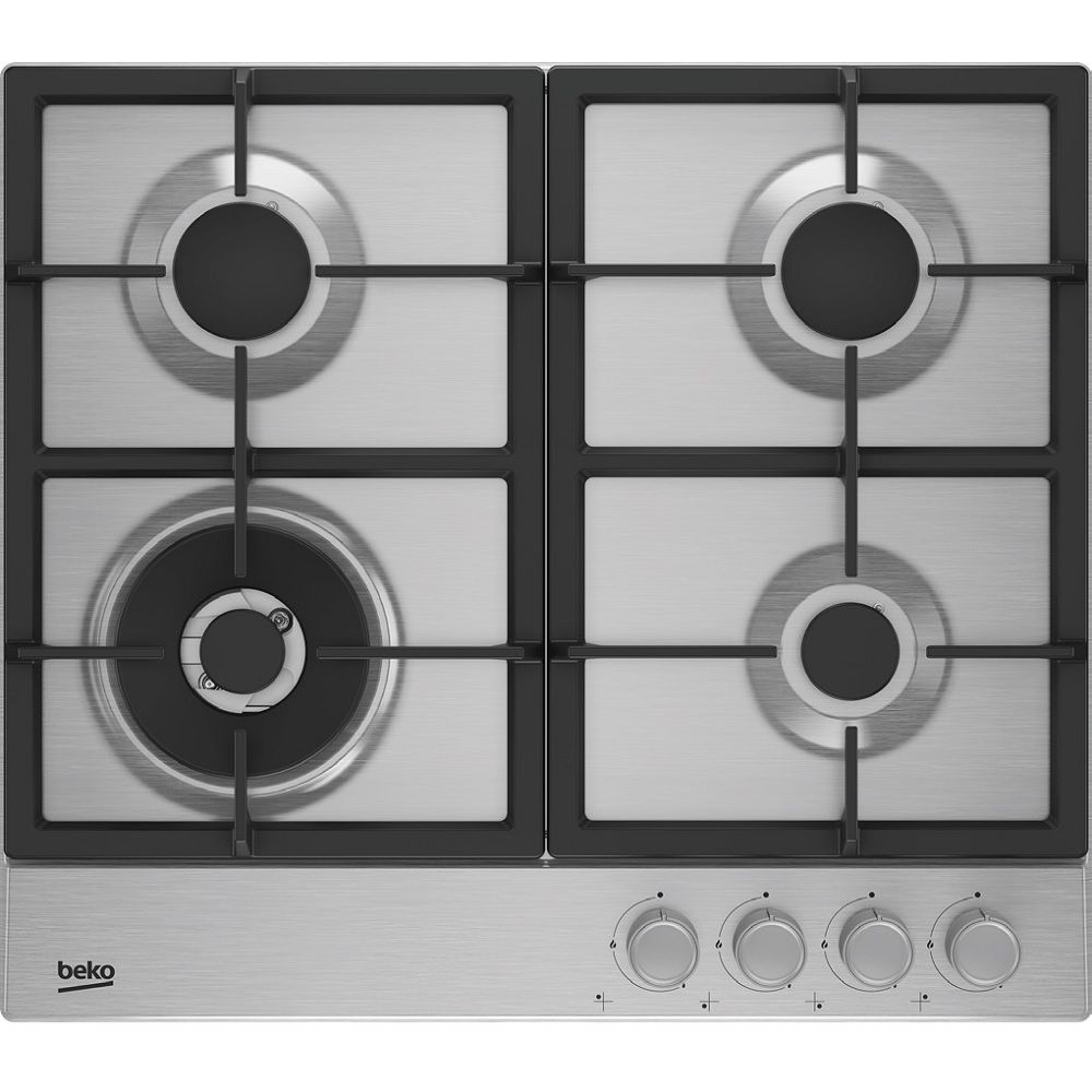 Beko HIAW64235SX - כיריים גז 60 ס"מ 4 להבות בקו עם מבער ווק SABAF ורשתות ברזל יצוק בגימור נירוסטה | יבואן רשמי-משלוח מהיר
