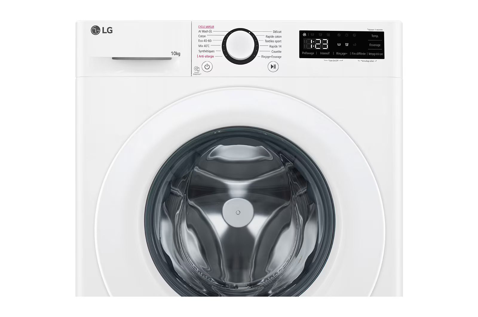 מכונת כביסה פתח קדמי 10 ק"ג LG דגם F14R33WHS אל ג'י עם קיטור ו-1400 סל"ד | משלוח מהיר – תמונה 4