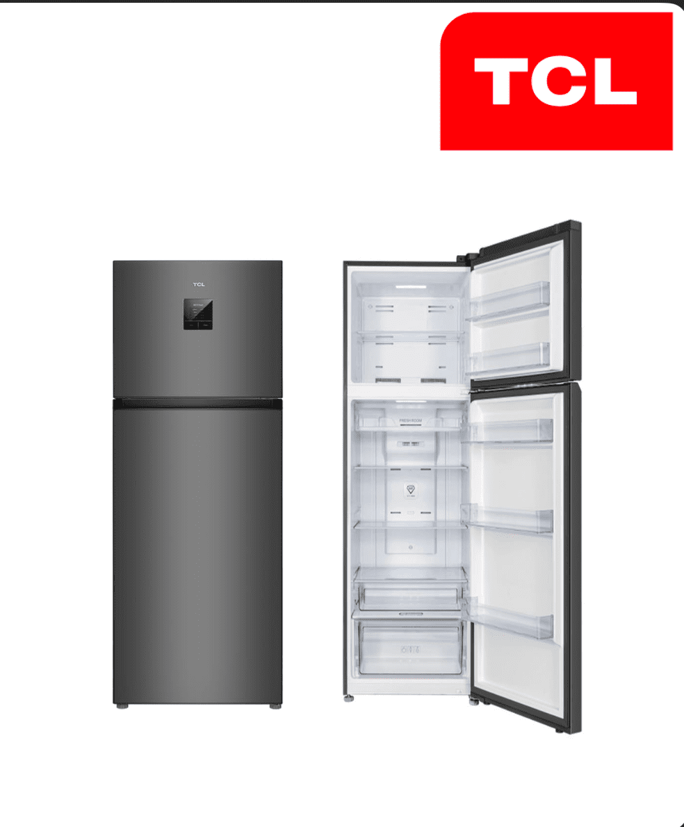 מקרר 2 דלתות TCL P370TM טי סי אל, מקפיא עליון, 249 ליטר, נירוסטה מושחרת – תמונה 2