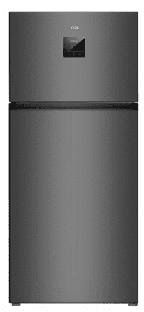 מקרר 2 דלתות TCL P605TM טי סי אל, מקפיא עליון, 465 ליטר, נירוסטה מושחרת