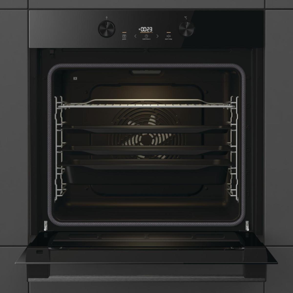 תנור בילד אין Gorenje BPS6737E04DBG פירוליטי, זכוכית שחורה, 60 ס"מ, 77 ליטר