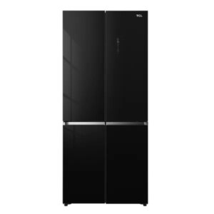 TCL C635CDBG: מקרר 4 דלתות 521 ליטר זכוכית שחורה – שקט וחסכוני, No Frost