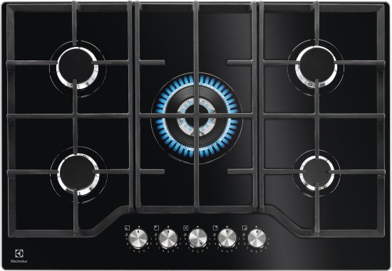 כיריים גז Electrolux KGG75362K עם 5 להבות בישול, 75 סמ-זכוכית שחורה-תוצרת איטליה | יבואן רשמי