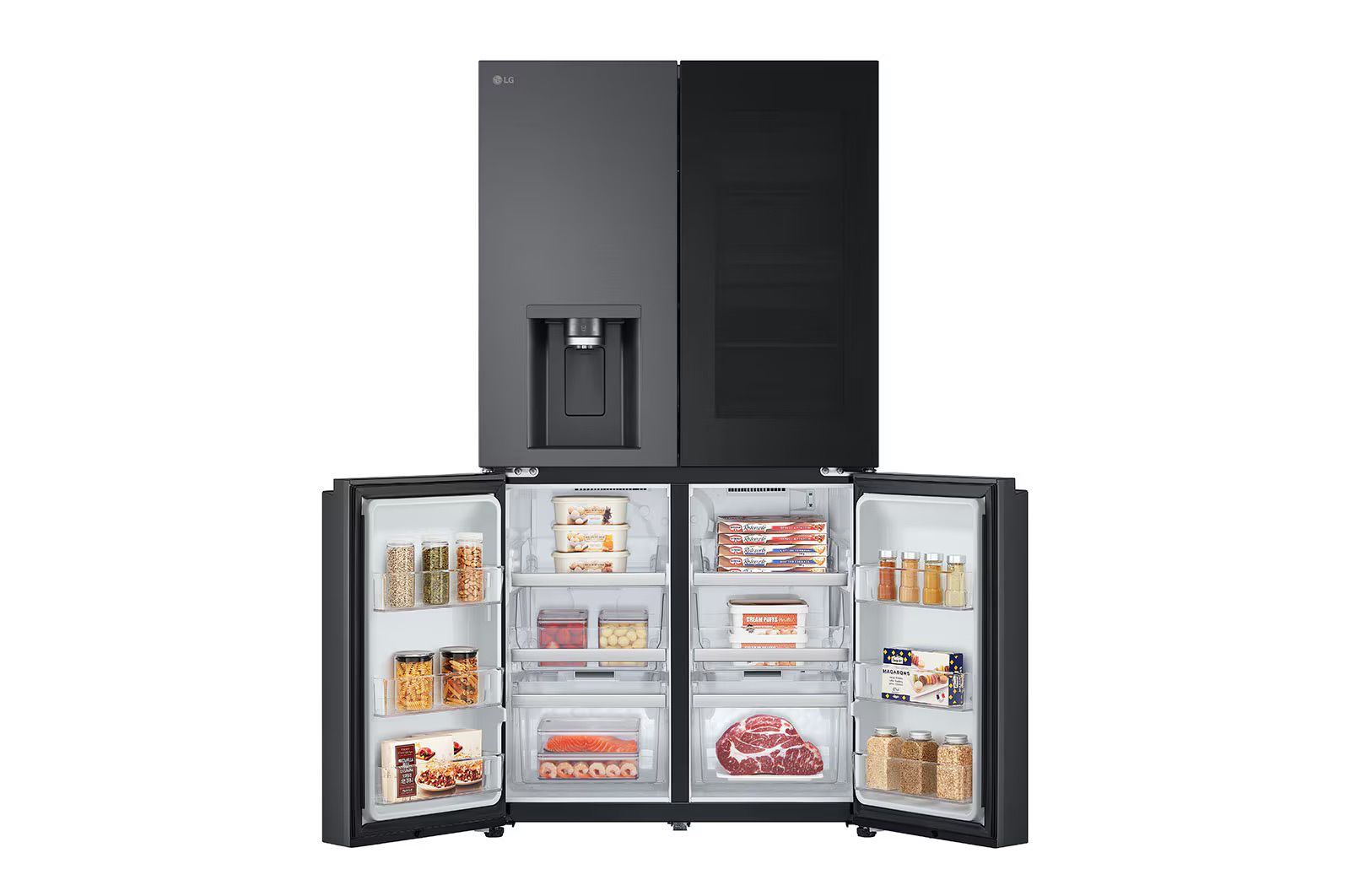 מקרר 4 דלתות מקפיא תחתון LG GR-730BINS בגימור נירוסטה מושחרת בנפח 638 ליטר | יבואן רשמי- משלוח מהיר – תמונה 2