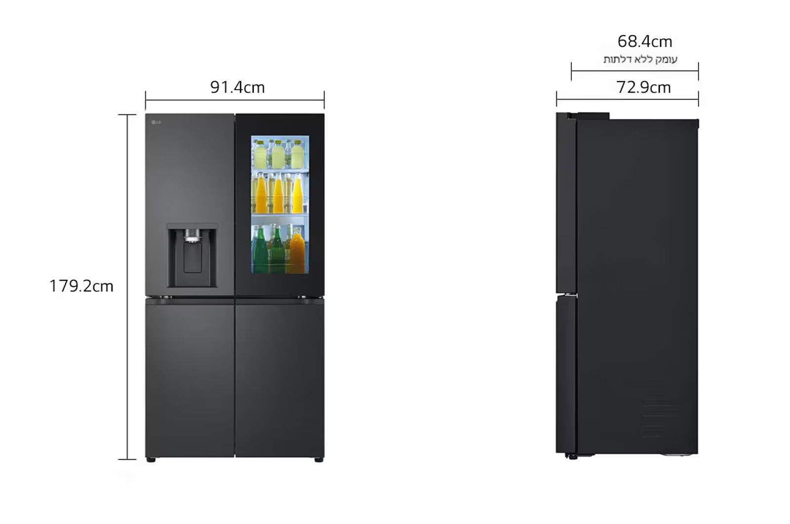 מקרר 4 דלתות מקפיא תחתון LG GR-730BINS בגימור נירוסטה מושחרת בנפח 638 ליטר | יבואן רשמי- משלוח מהיר – תמונה 7