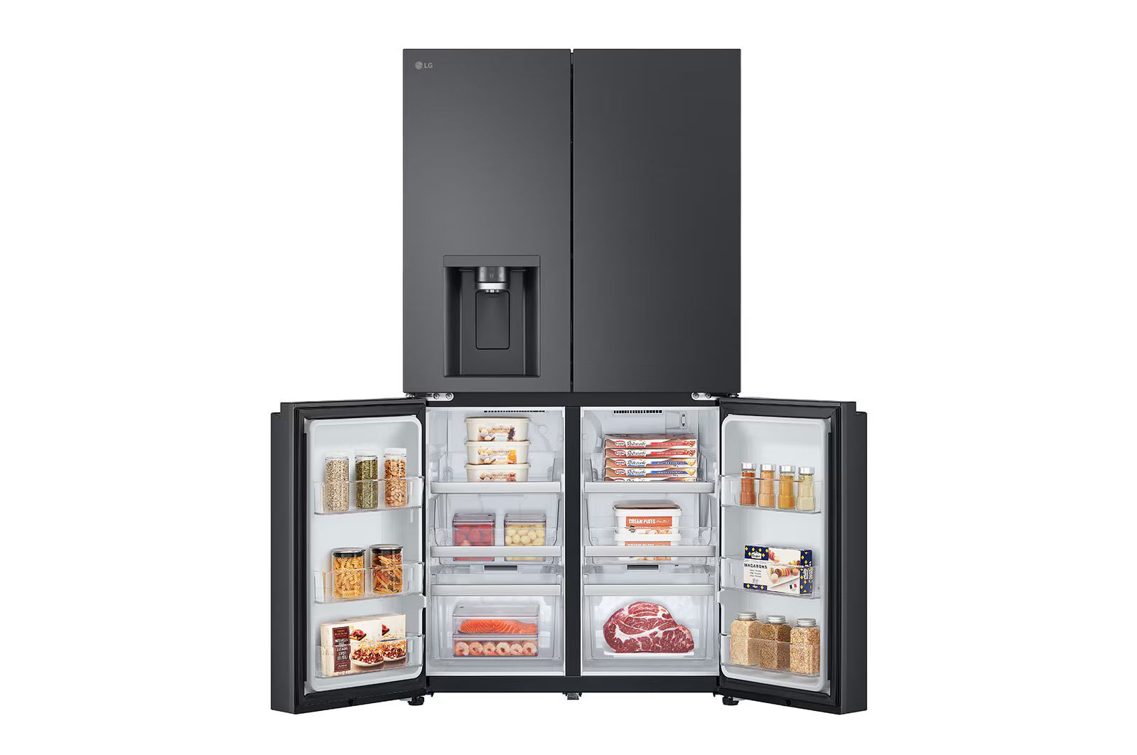 מקרר 4 דלתות מקפיא תחתון LG GR-730BDIS בגימור פלדה שחורה יוקרתי בנפח 638 ליטר | יבואן רשמי – תמונה 4