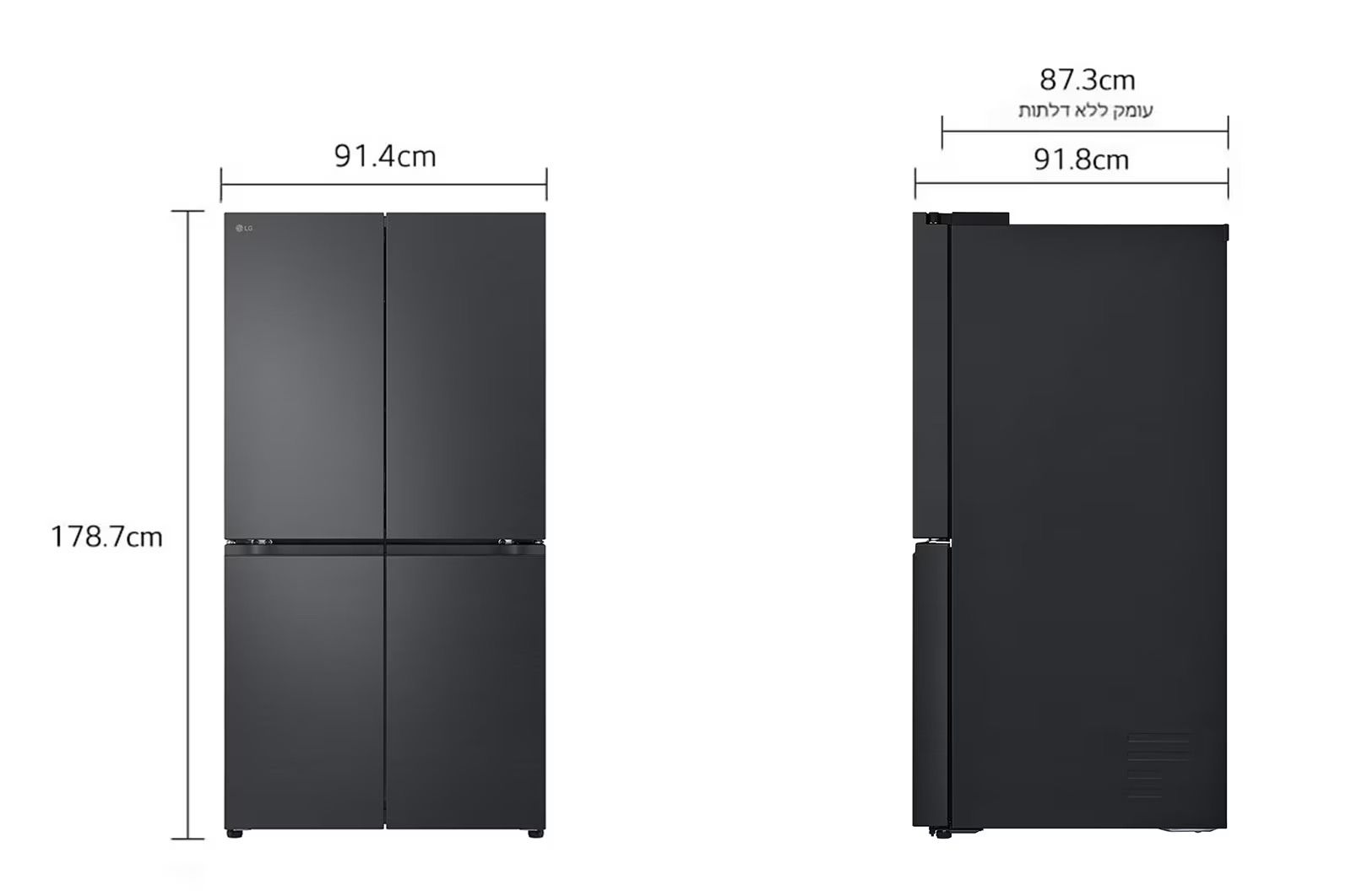 LG GR-929B: מקרר 4 דלתות 872 ליטר בגימור נירוסטה מושחרת יוקרתית | יבואן רשמי – תמונה 10