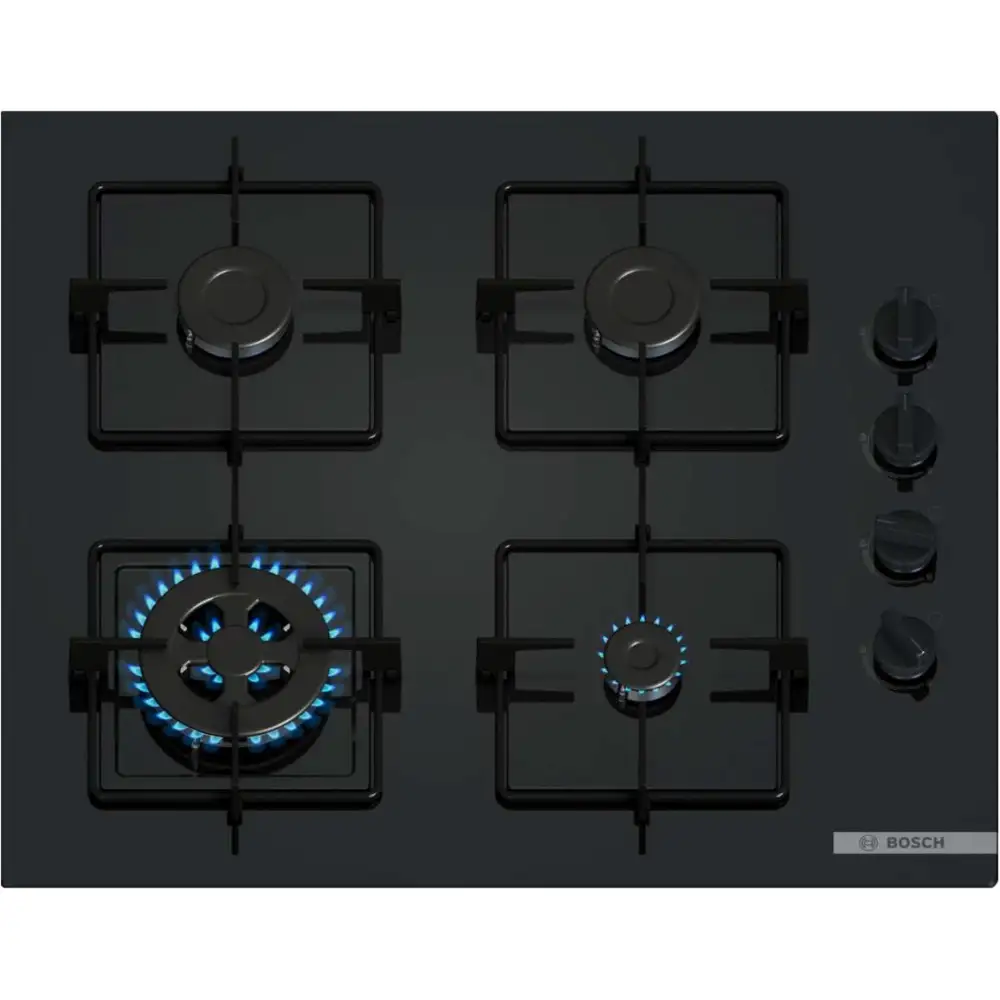Bosch POH6B6K30Y - כיריים גז 4 להבות זכוכית שחורה יבואן רשמי