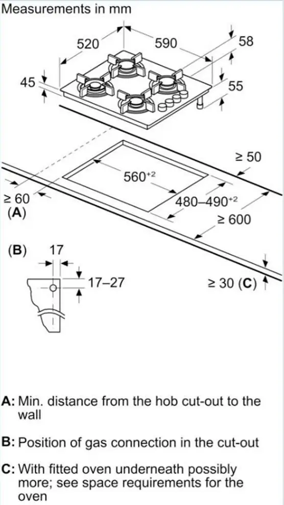 Bosch POH6B6K30Y - כיריים גז 4 להבות זכוכית שחורה יבואן רשמי – תמונה 2