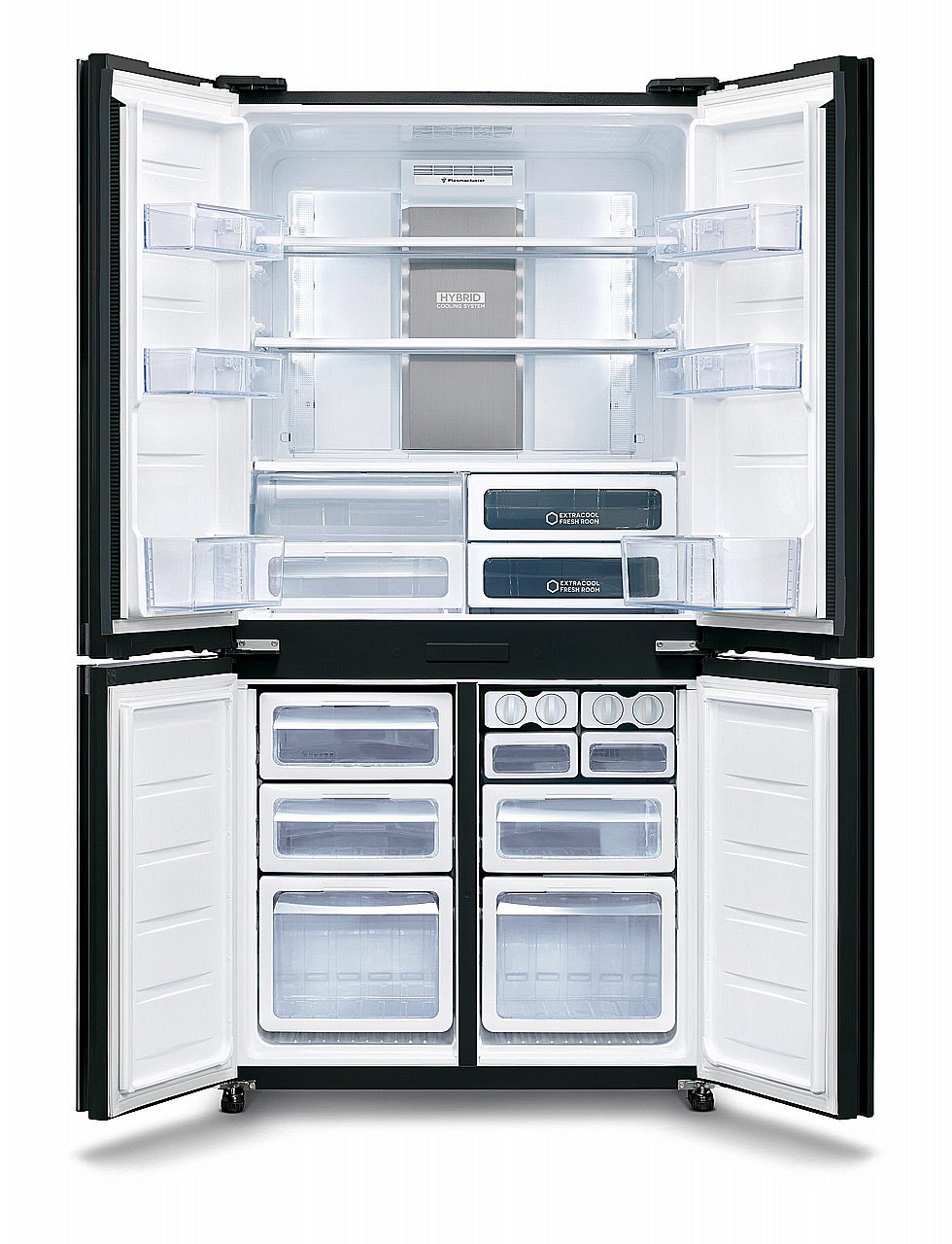 מקרר 4 דלתות Sharp SJ-9260BK מקפיא תחתון 607 ליטר אינוורטר No Frost שחור עם פיקוד שבת - יבואן רשמי | משלוח מהיר – תמונה 2