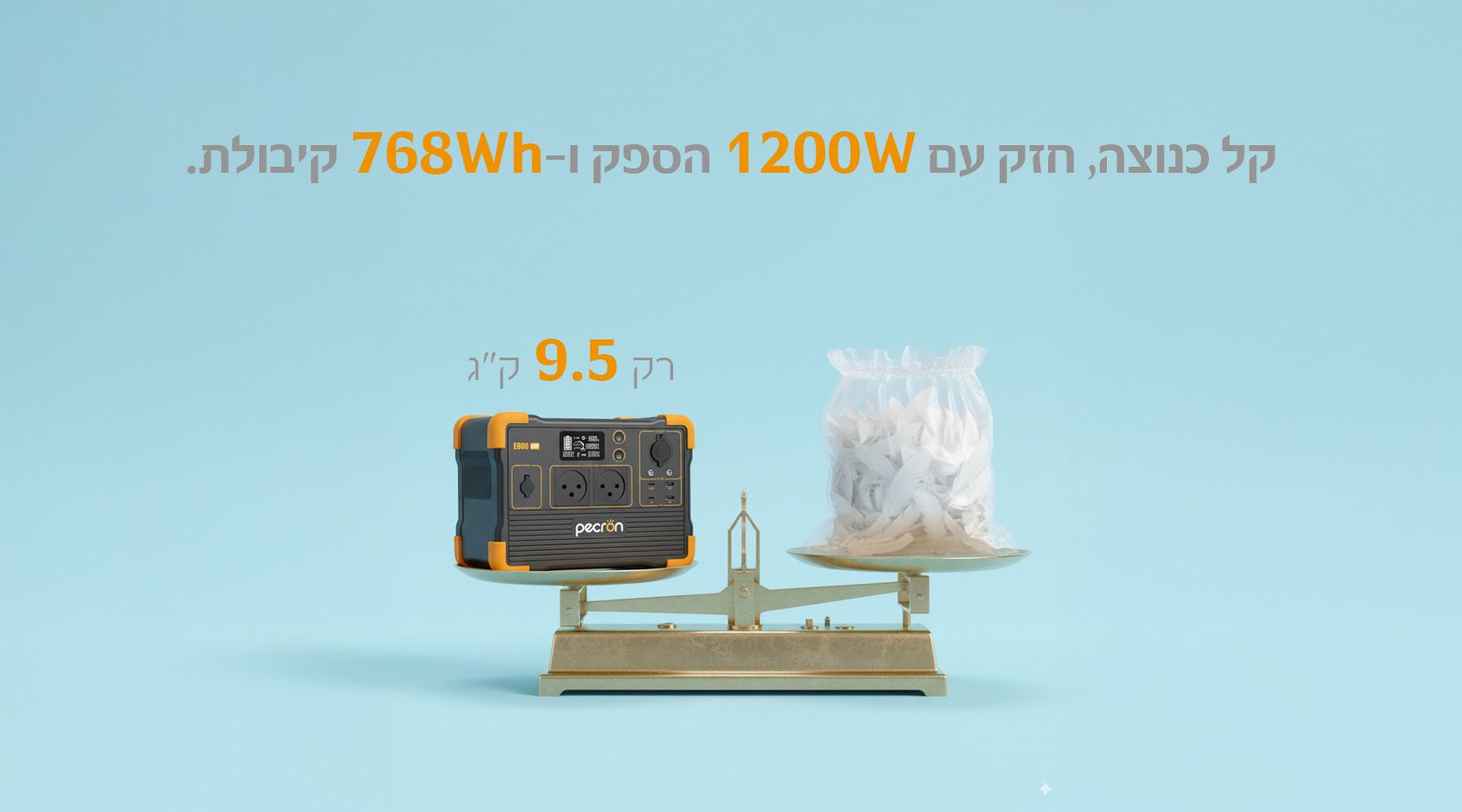 PECRON E800LFP – תחנת כוח ניידת 768Wh/1200W מבית פקרון LiFePO₄ | יבואן רשמי-משלוח מהיר – תמונה 3