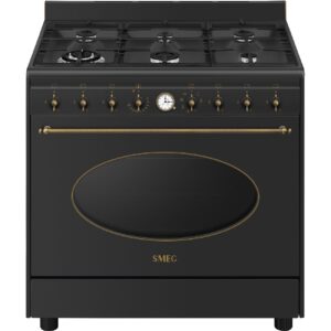 SMEG CO90 Black – תנור משולב כיריים גז 6 מבערים ברוחב 90 ס״מ עיצוב קולוניאלי יוקרתי | חדש 2026
