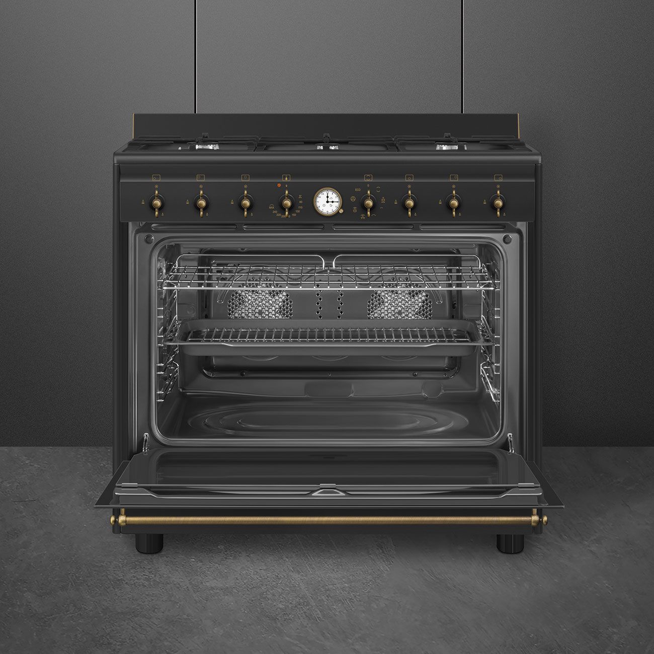 SMEG CO90 Black – תנור משולב כיריים גז 6 מבערים ברוחב 90 ס״מ עיצוב קולוניאלי יוקרתי | חדש 2026 – תמונה 2