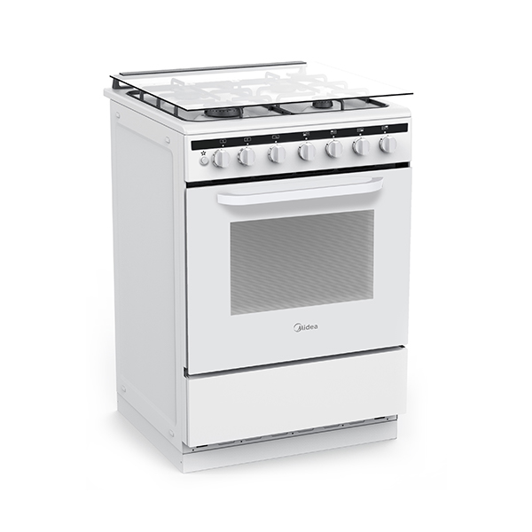 Midea 24DMS4G – תנור אפייה משולב 60 ס"מ 4 להבות גז לבן עם טורבו | יבואן רשמי