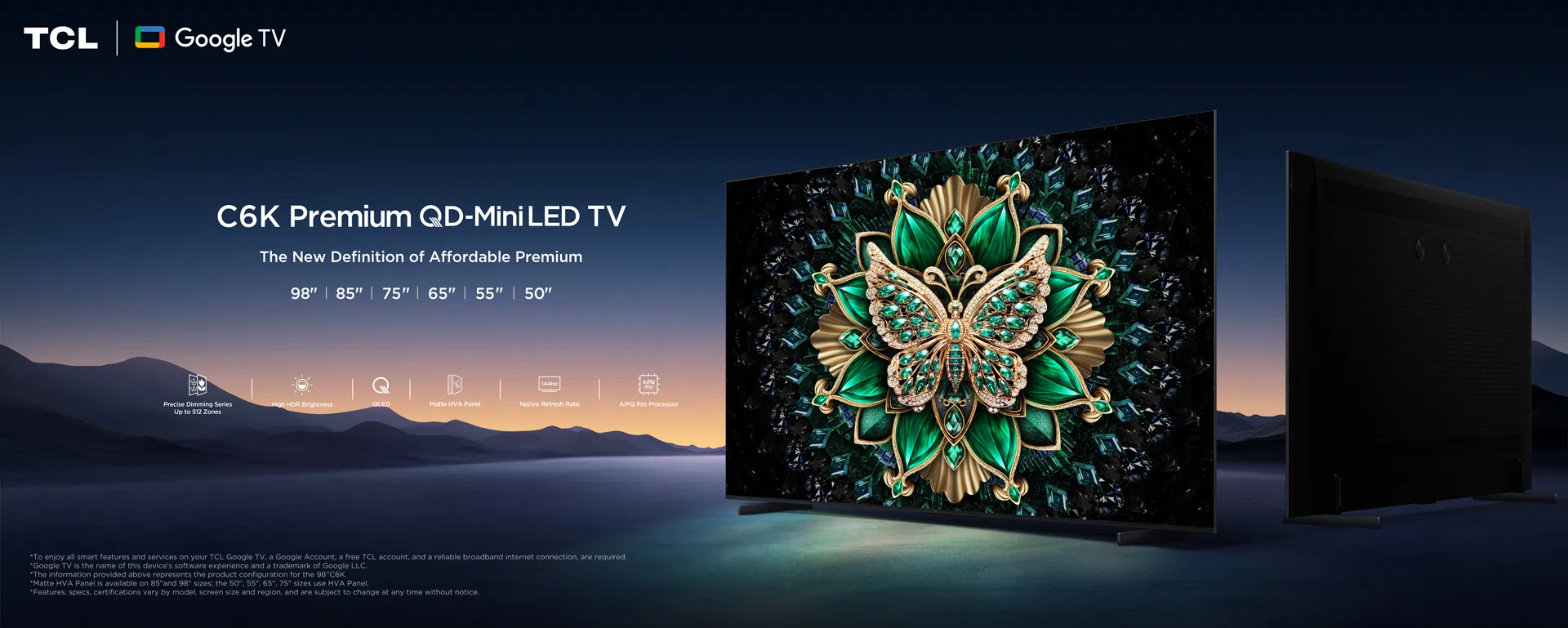 TCL 50C61K טלוויזיה חכמה 50 אינץ' 4K QD-MiniLED עם Google TV ו-HDR מתקדם | יבואן רשמי – תמונה 7