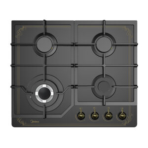MIDEA 60GJ084 – כיריים גז 4 להבות רטרו/כפרי זכוכית שחורה עם מבער טורבו 3600W | יבואן רשמי | משלוח מהיר