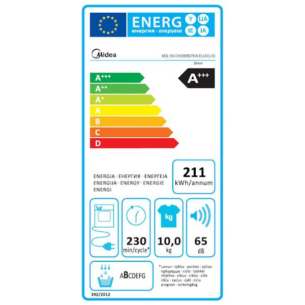 מייבש כביסה משאבת חום 10 ק"ג Midea MDL100-CH03B/B07EW – חסכוני, חכם ושקט - יבואן רשמי | משלוח מהיר – תמונה 3