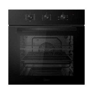MIDEA 65DME30004BK תנור אפייה בנוי בילד-אין מידאה 60 ס"מ זכוכית שחורה טורבו 8 תכניות | יבואן רשמי | משלוח מהיר