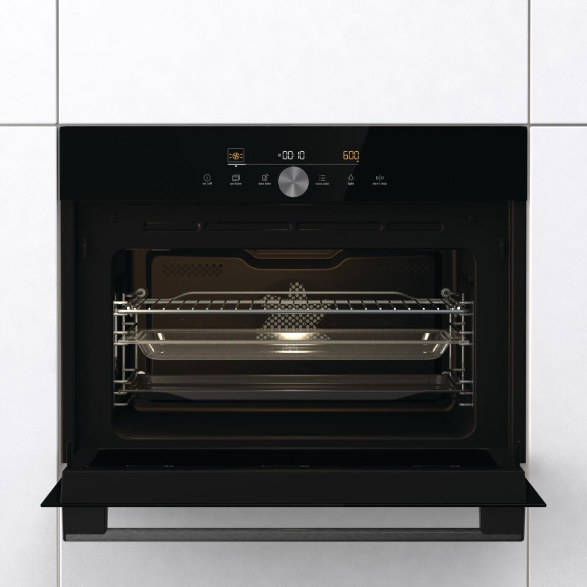 סט תנור בנוי ומשולב מיקרוגל Gorenje גורניה BOS6747A05DG ו-BCM4547DG שחור 77 ליטר 45 ס"מ עם פיקוד שבת