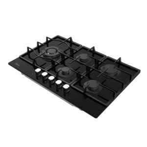 כיריים גז MIDEA 75GP095 – רוחב 75 ס״מ עם 5 להבות וזכוכית שחורה | יבואן רשמי-משלוח מהיר
