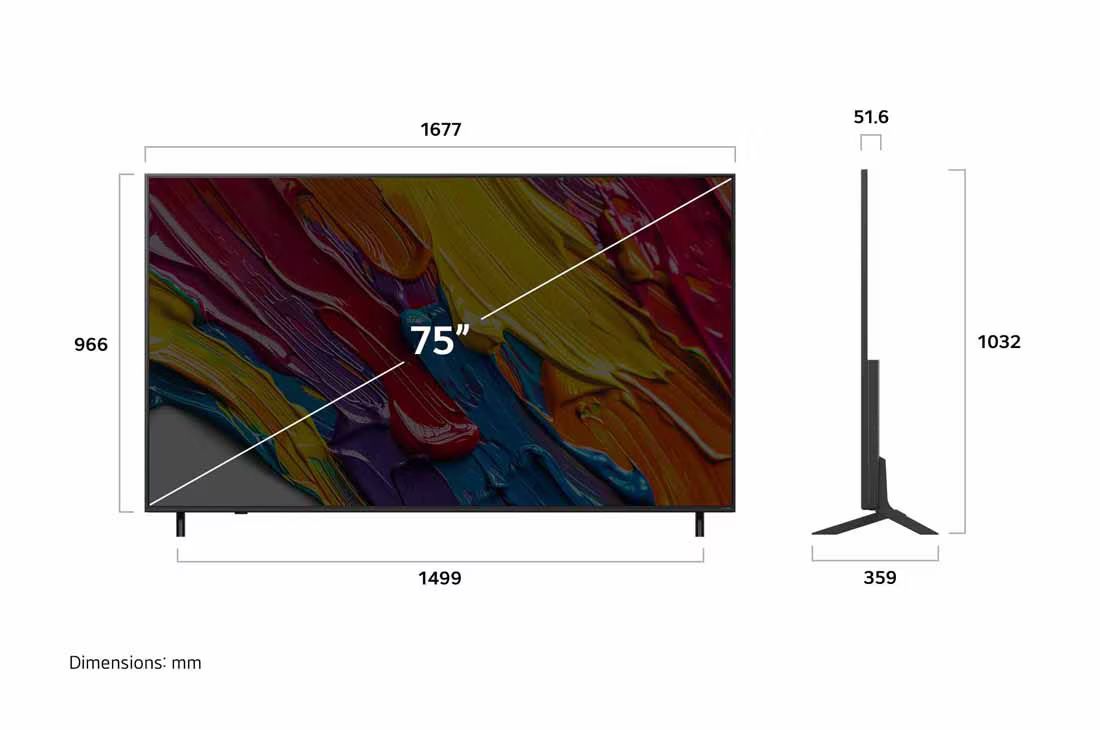 טלוויזיה חכמה 75 אינץ' LG 75QNED82A6A – QNED 4K עם AI, webOS וגיימינג מתקדם | יבואן רשמי-משלוח מהיר