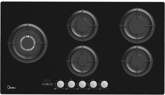 Midea 90GP503-B – כיריים גז 5 להבות 90 ס"מ זכוכית שחורה | יבואן רשמי – תמונה 3