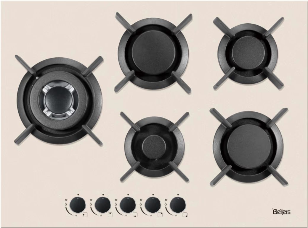 BELLERS BL70GCM - כיריים גז בלרס קרם-מט 5 מבערים עם טורבו ווק | יבואן רשמי