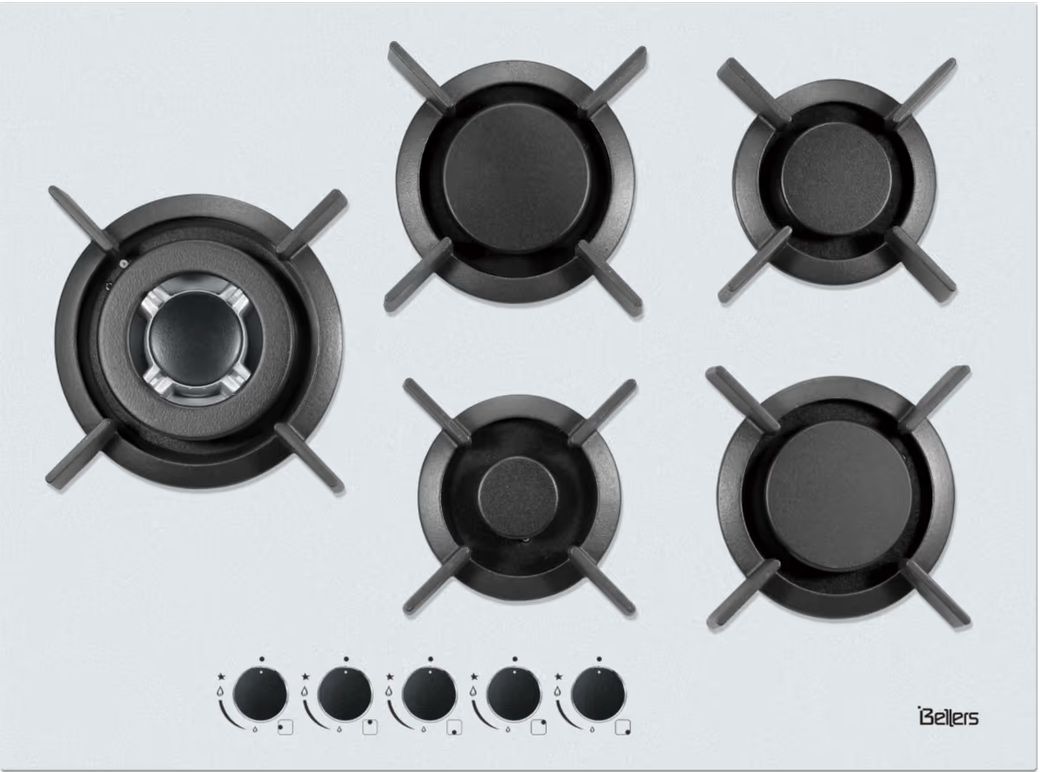 BELLERS BL70GWM- כיריים גז בלרס 5 מבערים עם טורבו ווק בצבע לבן מט | יבואן רשמי