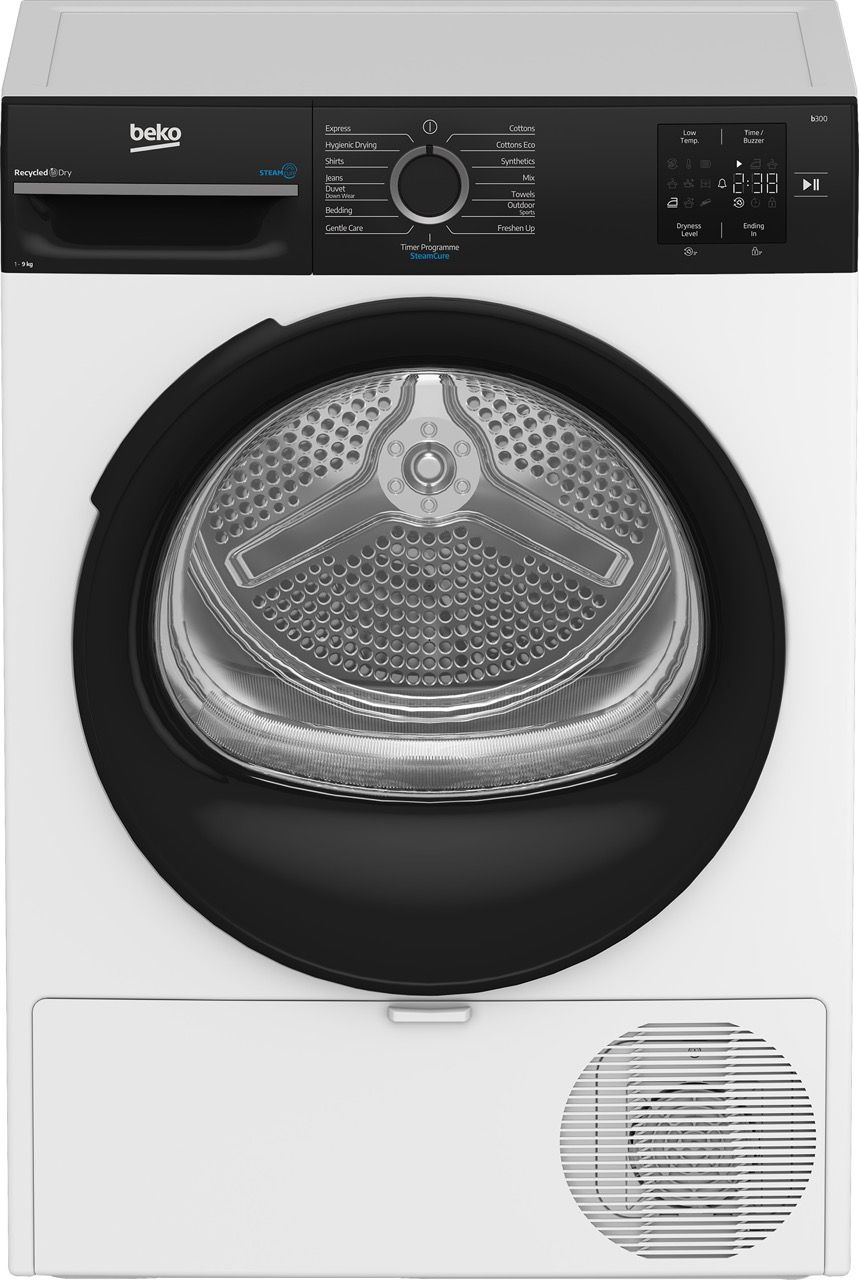 מייבש כביסה 9 ק"ג Beko BM3T4935W עם קונדנסור משאבת חום וטיפול בקיטור - יבואן רשמי – תמונה 2