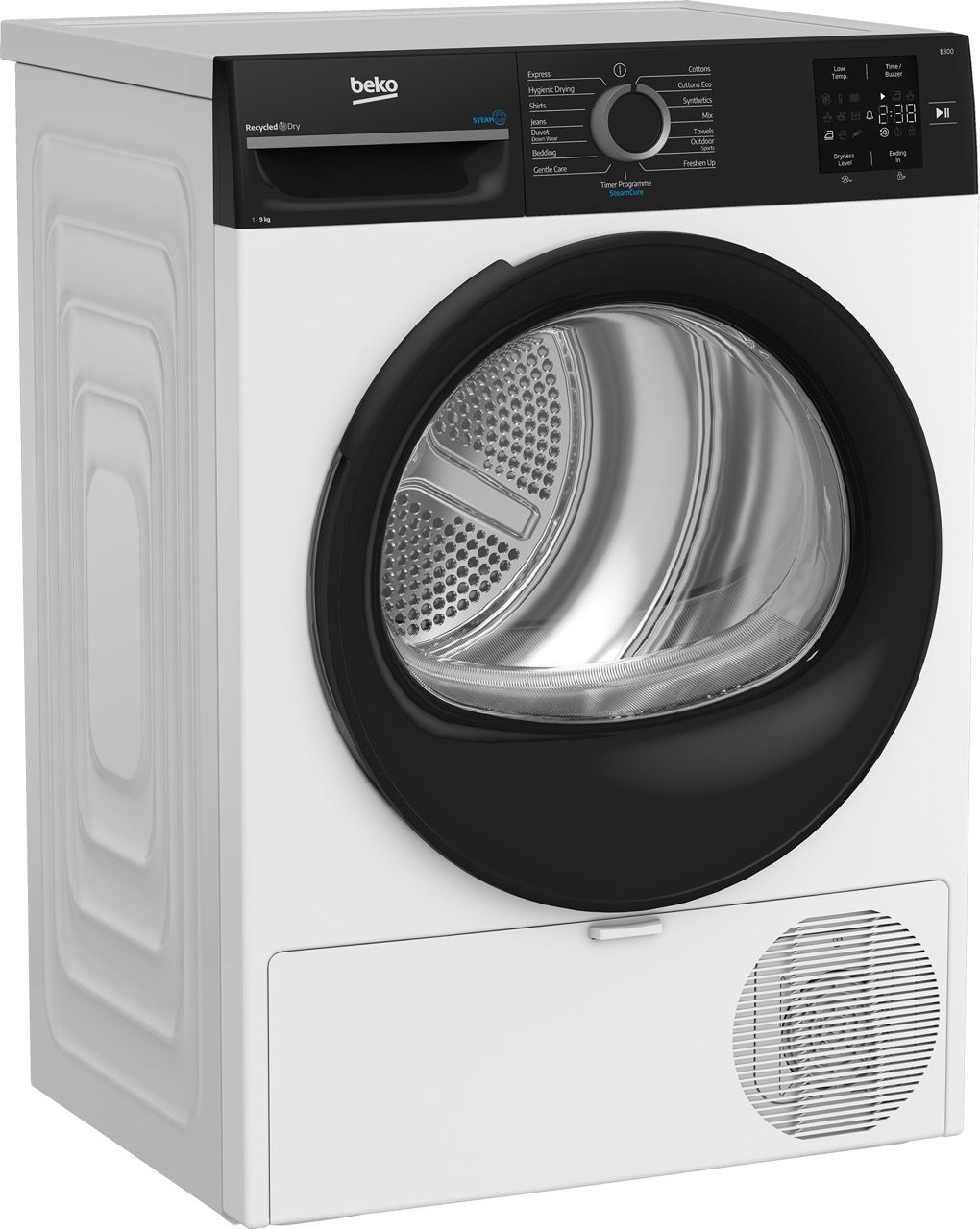 מייבש כביסה 9 ק"ג Beko BM3T4935W עם קונדנסור משאבת חום וטיפול בקיטור - יבואן רשמי – תמונה 3