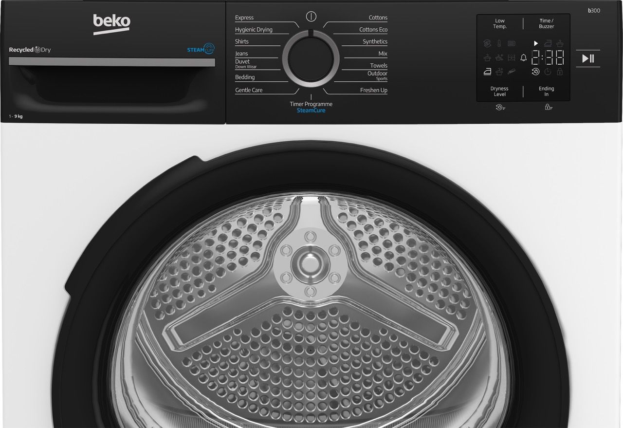 מייבש כביסה 9 ק"ג Beko BM3T4935W עם קונדנסור משאבת חום וטיפול בקיטור - יבואן רשמי – תמונה 6