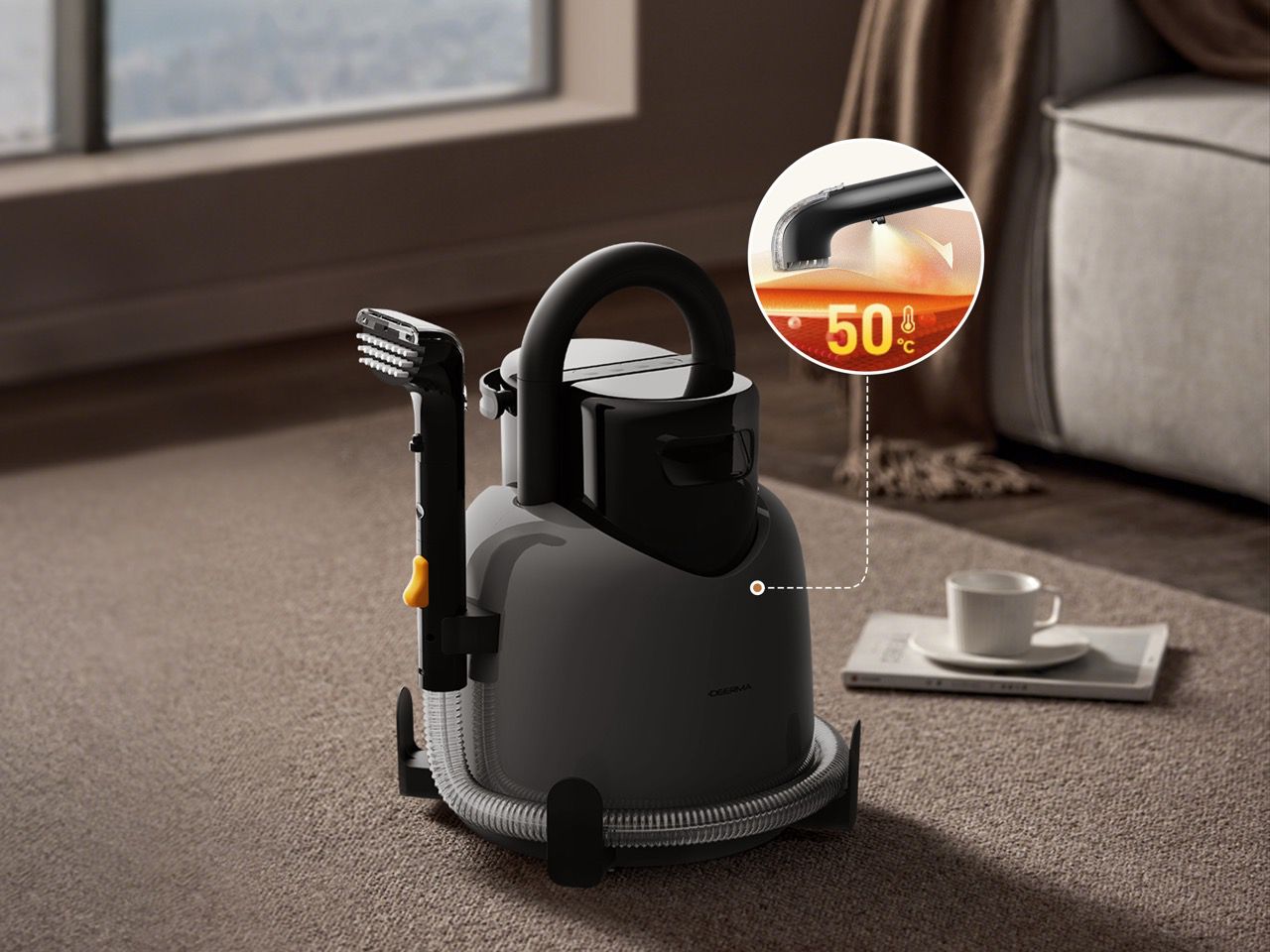 מנקה ספות ושטיחים DEERMA BY200 S – ניקוי חם 50°C עם שאיבה עוצמתית | יבואן רשמי-משלוח מהיר – תמונה 3