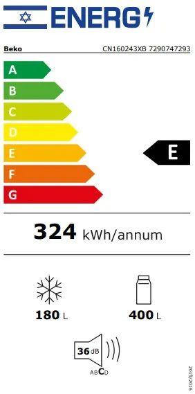 BEKO CN160243XB - מקרר 2 דלתות בקו מקפיא תחתון 580 ליטר נירוסטה עם מצב שבת | יבואן רשמי-משלוח מהיר – תמונה 6