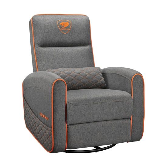 ספת גיימינג קוגר אפור-כתום COUGAR FIDOM Gray מסתובבת מבד נושם עם מנגנון נדנוד ושכיבה עד 150 ק"ג | יבואן רשמי – תמונה 3