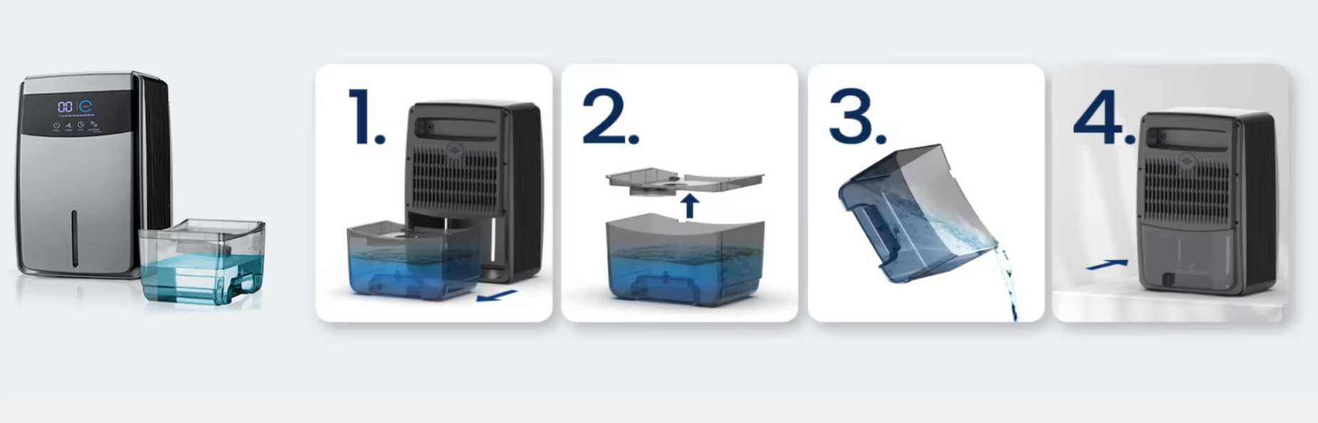 SMARTER D05-01 סופג לחות חכם 2.3 ליטר שקט במיוחד למניעת עובש טחב, לחות וריחות רעים - יבואן רשמי – תמונה 8